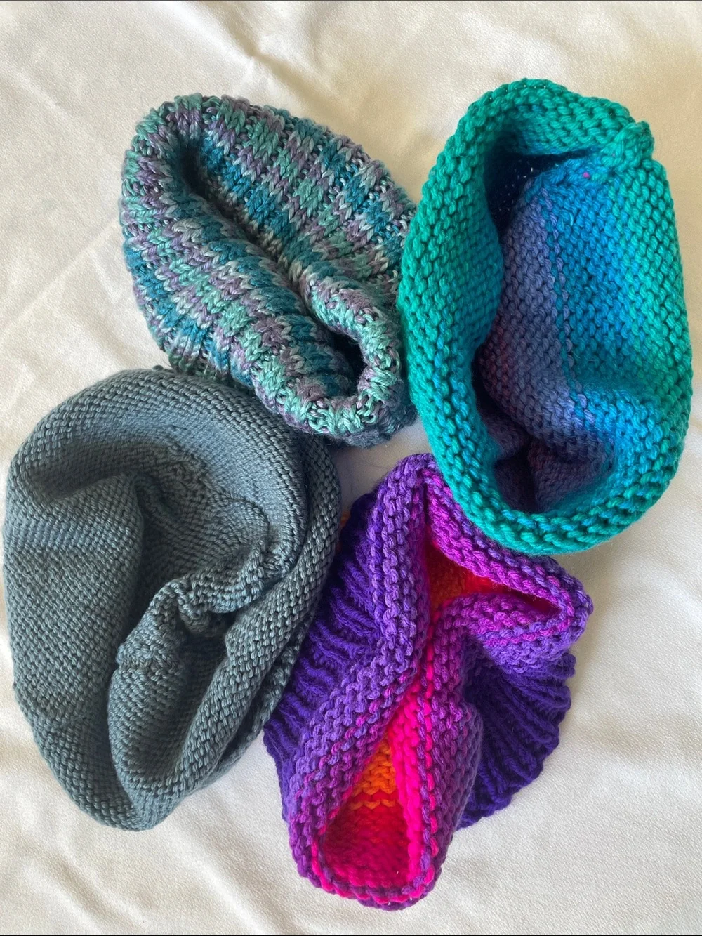HANDMADE WOOL Hats Hand Knit Kids Rainbow Beanie Touk Winter Ski Fall